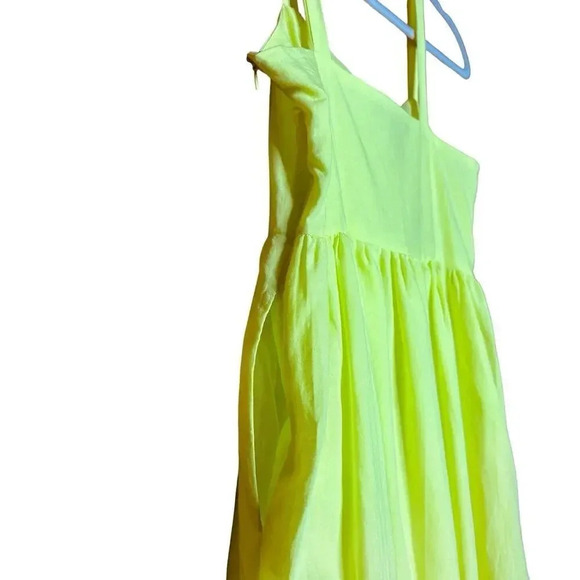 Forever 21 Neon Yellow Flowy Tiered Bohemian Eyelet Maxi Sleeveless Sundress - Picture 8 of 9